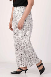 Women's Trouser (White Printed)